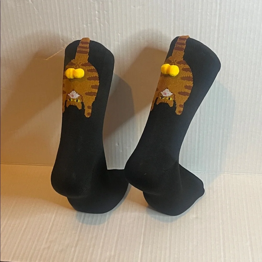 Cat Design Black Socks